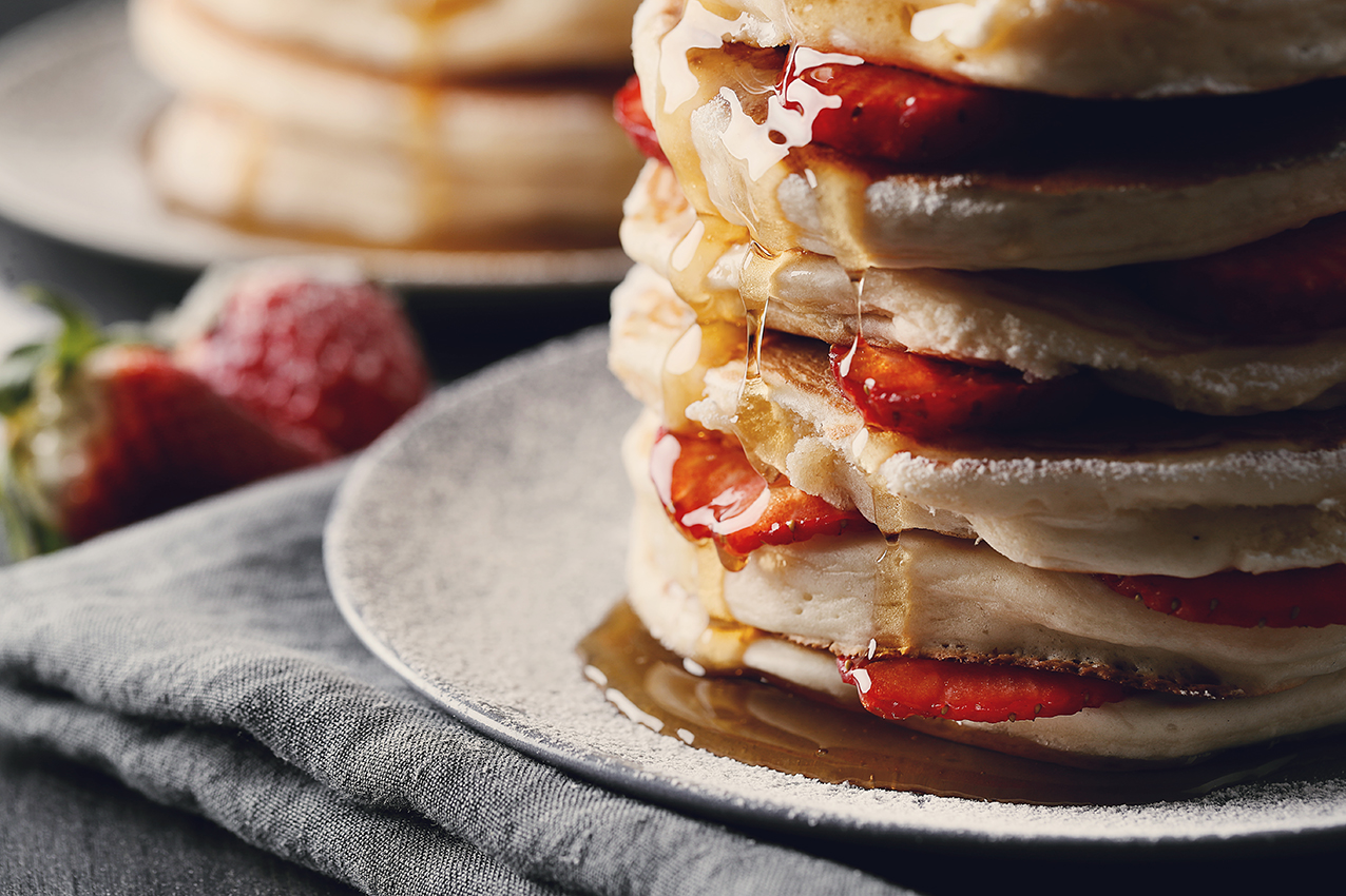 Food. Delicious pancakes on a dish